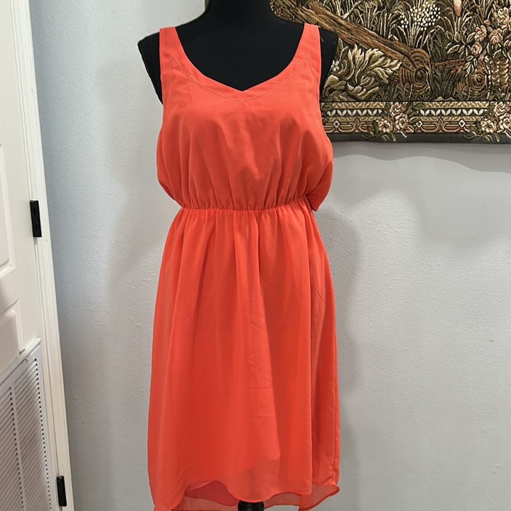 Dolce Vita Orange Cut Out Back High Low Sheer Lined Dress. Size M